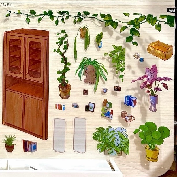 "Cozy Forest Living" DIY Collage Scene Sticker Kit (256X185mm)