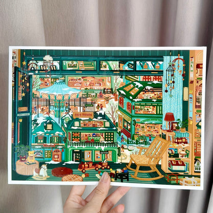 "Snowy Winterland Park" DIY Collage Scene Sticker Kit (208x290mm)