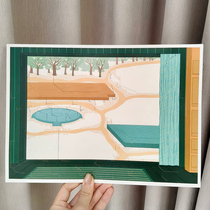 "Snowy Winterland Park" DIY Collage Scene Sticker Kit (208x290mm)