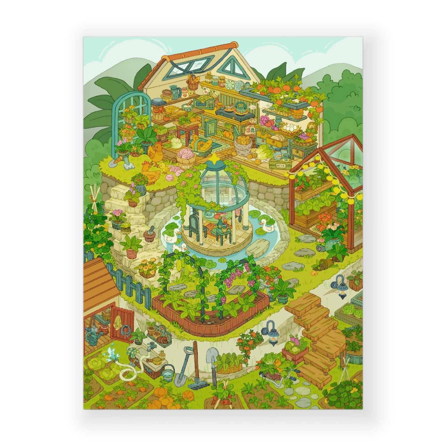 "Country Meadow Time" DIY Collage Scene Sticker Kit (214mm × 284mm)