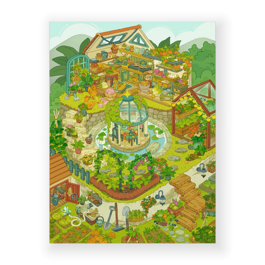 "Country Meadow Time" DIY Collage Scene Sticker Kit (214mm × 284mm)