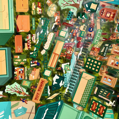 "Snowy Winterland Park" DIY Collage Scene Sticker Kit (208x290mm)