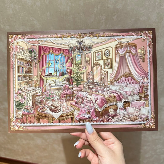 paper tiptoes scarlet slumber diy collage scene sticker kit 3d layered mini tabletop scenery gothic vampire bedroom aesthetic