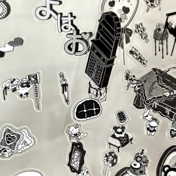 "Manga Dreamspaces" Monochrome DIY Collage Sticker Kit Series (4-in-1 Value Pack)