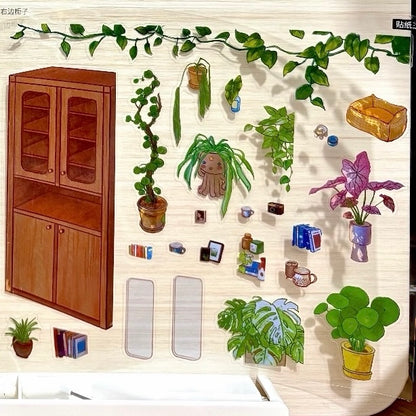 "Cozy Forest Living" DIY Collage Scene Sticker Kit (256X185mm)