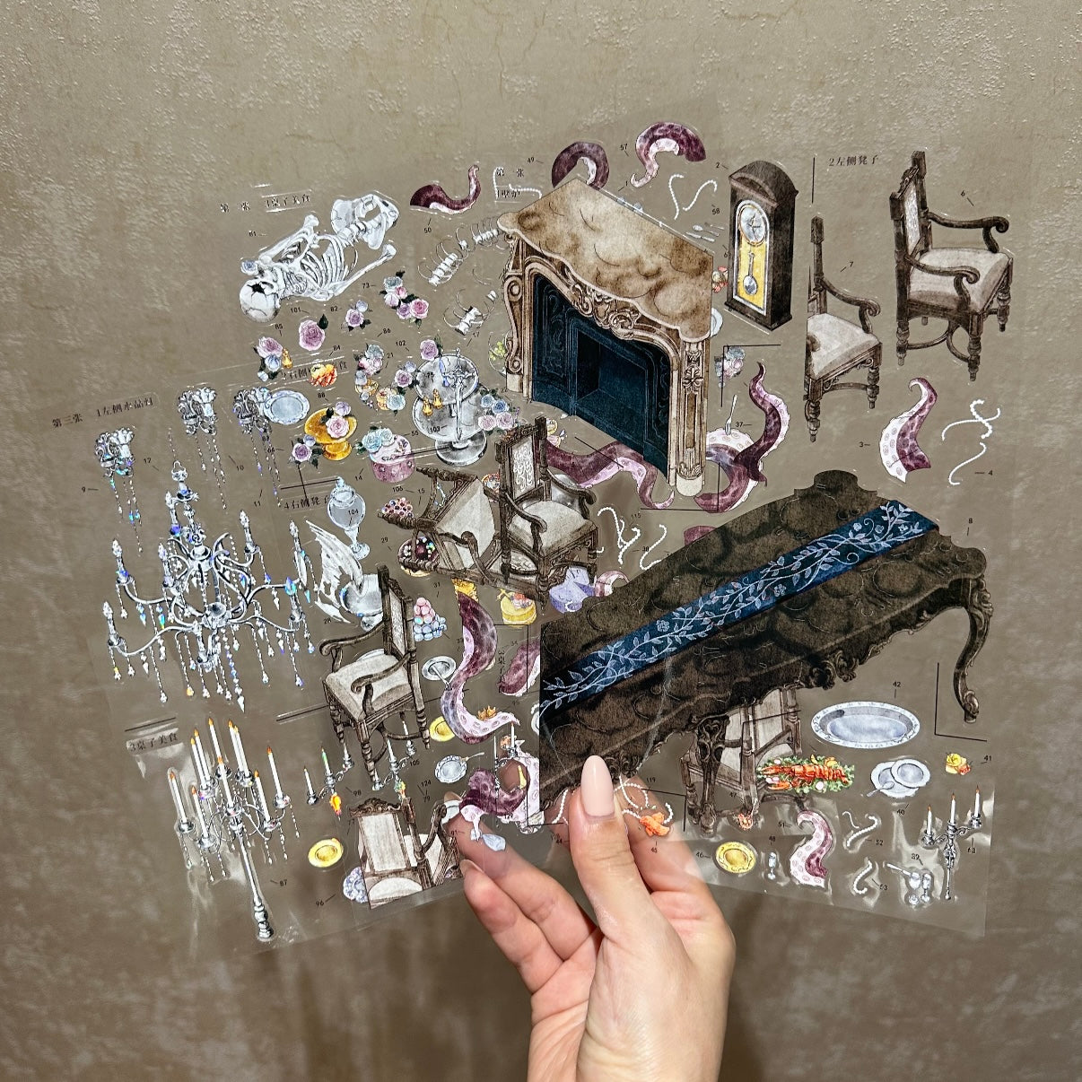 paper tiptoes pearl and bone diy collage scene sticker kit for journaling paint by sticker gothic aesthetic banquet