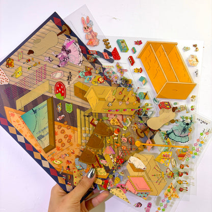 "Showa Retro Zakka" DIY Collage Scene Sticker Kit (254x184mm)