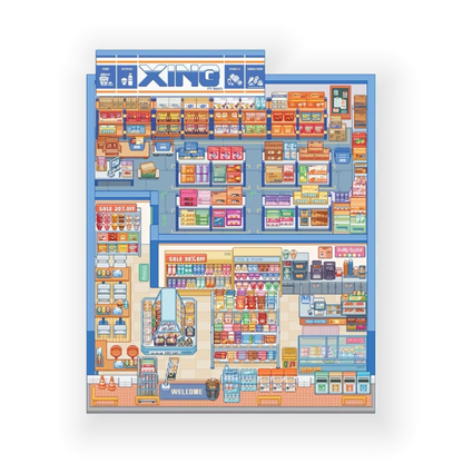 paper tiptoes xing 24h pixel convenience store diy collage scene sticker kit for journaling paint by sticker pixel art