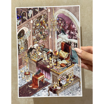 paper tiptoes amber heart diy collage scene sticker kit for journaling paint by sticker dark academia alchemist study