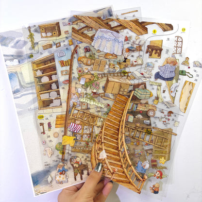 paper tiptoes dudu rabbit warm home 3 flat pre cut sticker sheets with 1 alignment card craft kit