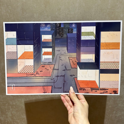 paper tiptoes kennedy town diy collage scene sticker kit for journaling paint by sticker retro hong kong street night view