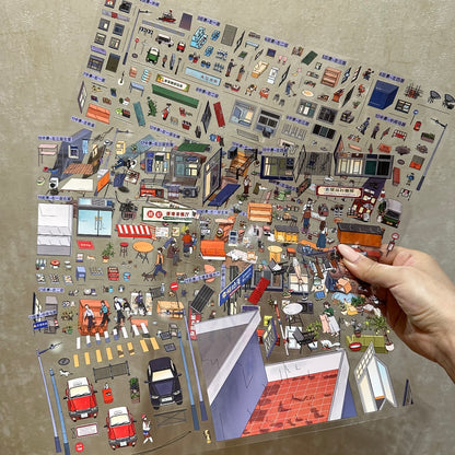 paper tiptoes kennedy town diy collage scene sticker kit for journaling paint by sticker retro hong kong street night view