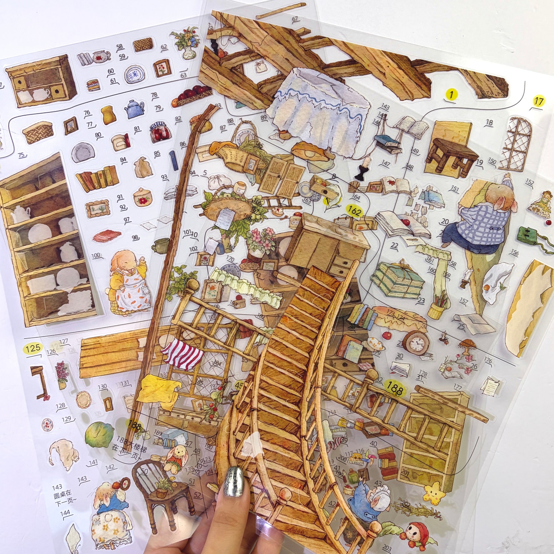 paper tiptoes dudu rabbit warm home 3 flat pre cut sticker sheets with 1 alignment card craft kit