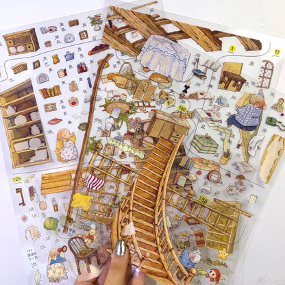 paper tiptoes dudu rabbit warm home 3 flat pre cut sticker sheets with 1 alignment card craft kit