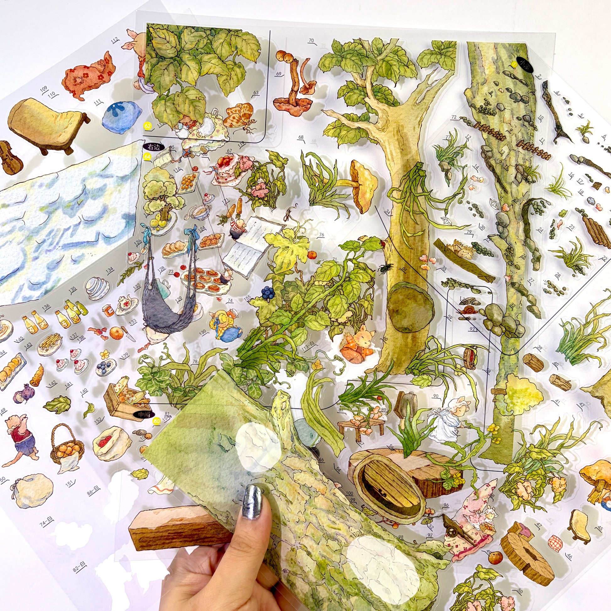 paper tiptoes forest picnic time 3 flat pre cut sticker sheets with 1 alignment card craft kit