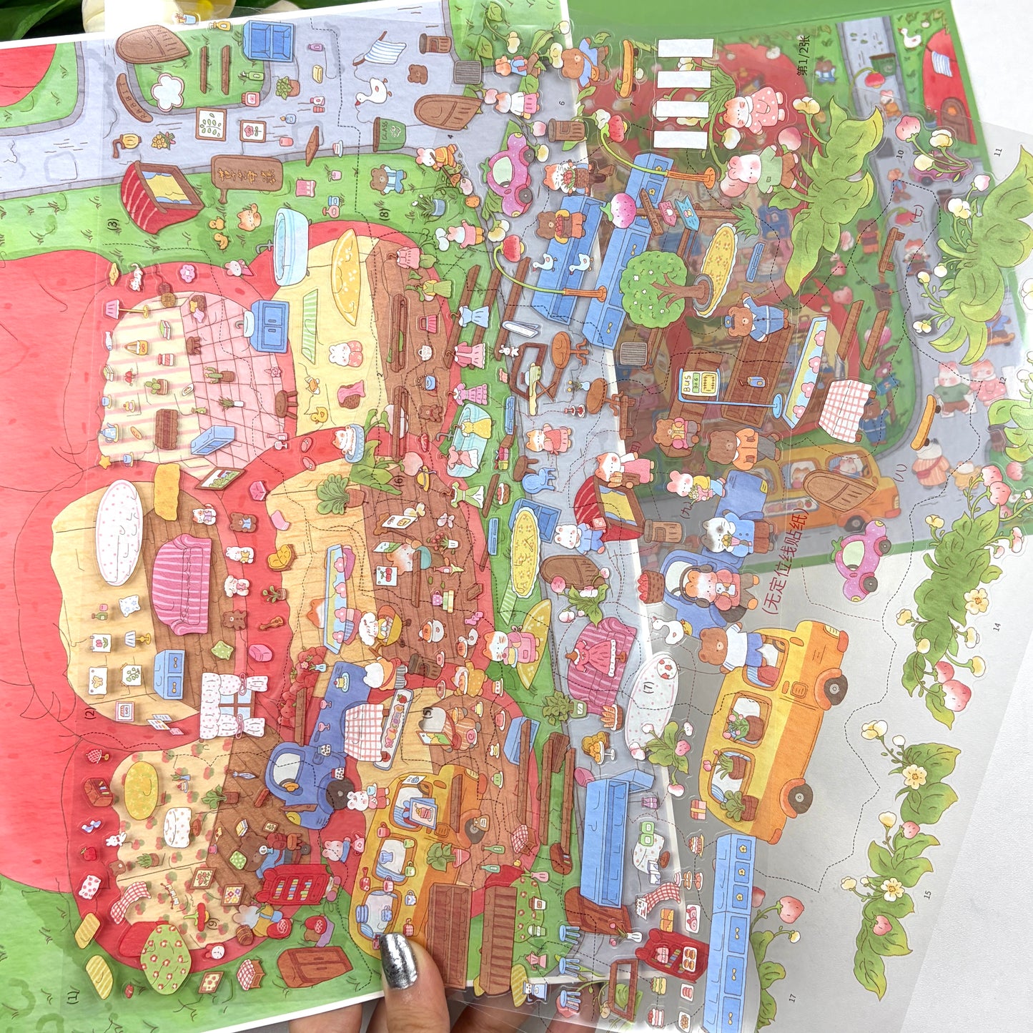 paper tiptoes strawberry town 2 sticker sheets with double sided scene card and bonus auxiliary sticker