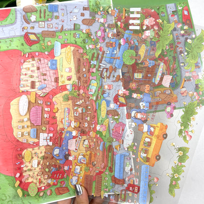 paper tiptoes strawberry town 2 sticker sheets with double sided scene card and bonus auxiliary sticker