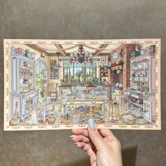 paper tiptoes french kitchen afternoon diy collage scene sticker kit 3d layered mini tabletop scenery vintage provincial aesthetic