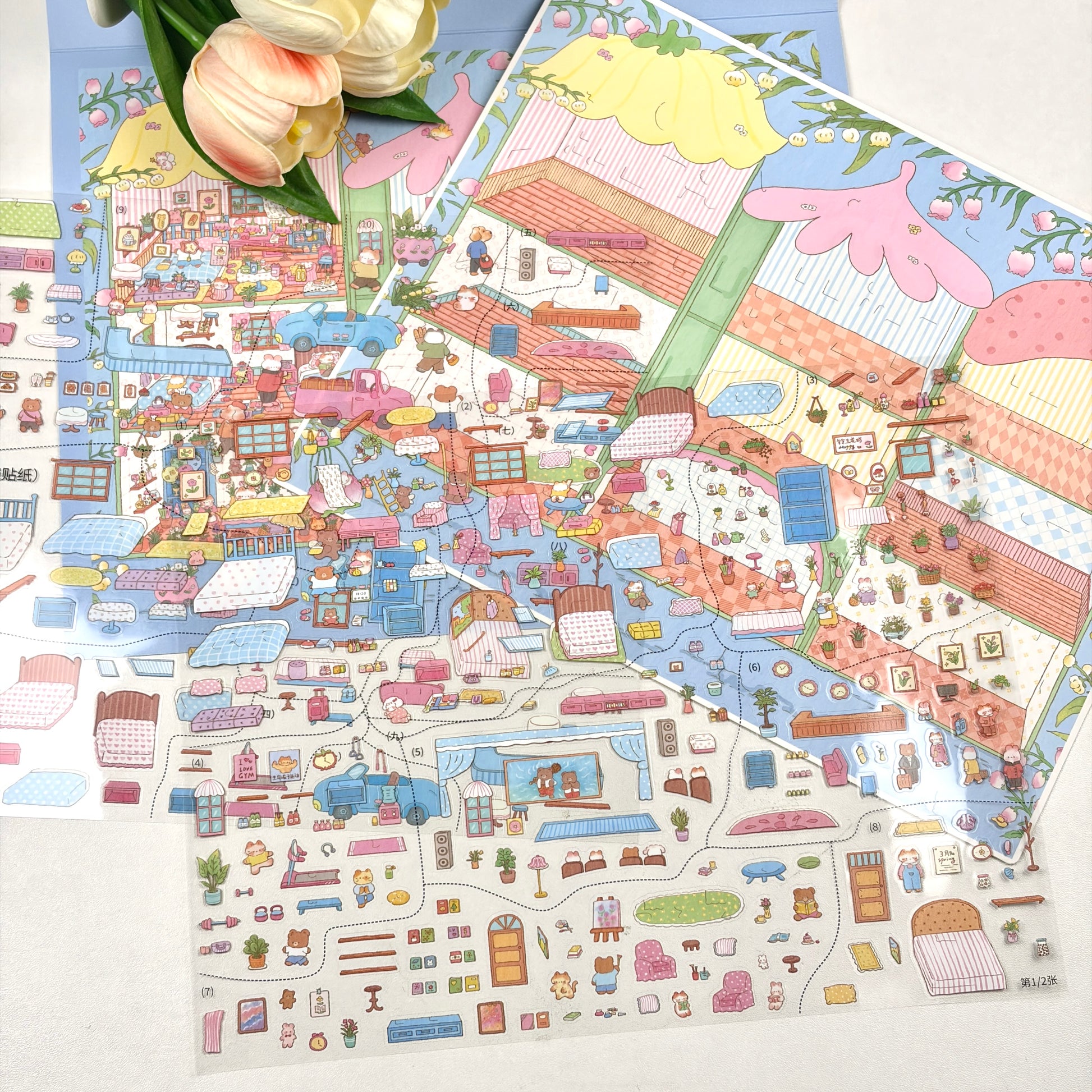 paper tiptoes lily valley castle 2 sheets pre cut flat sticker sheets with alignment card craft kit