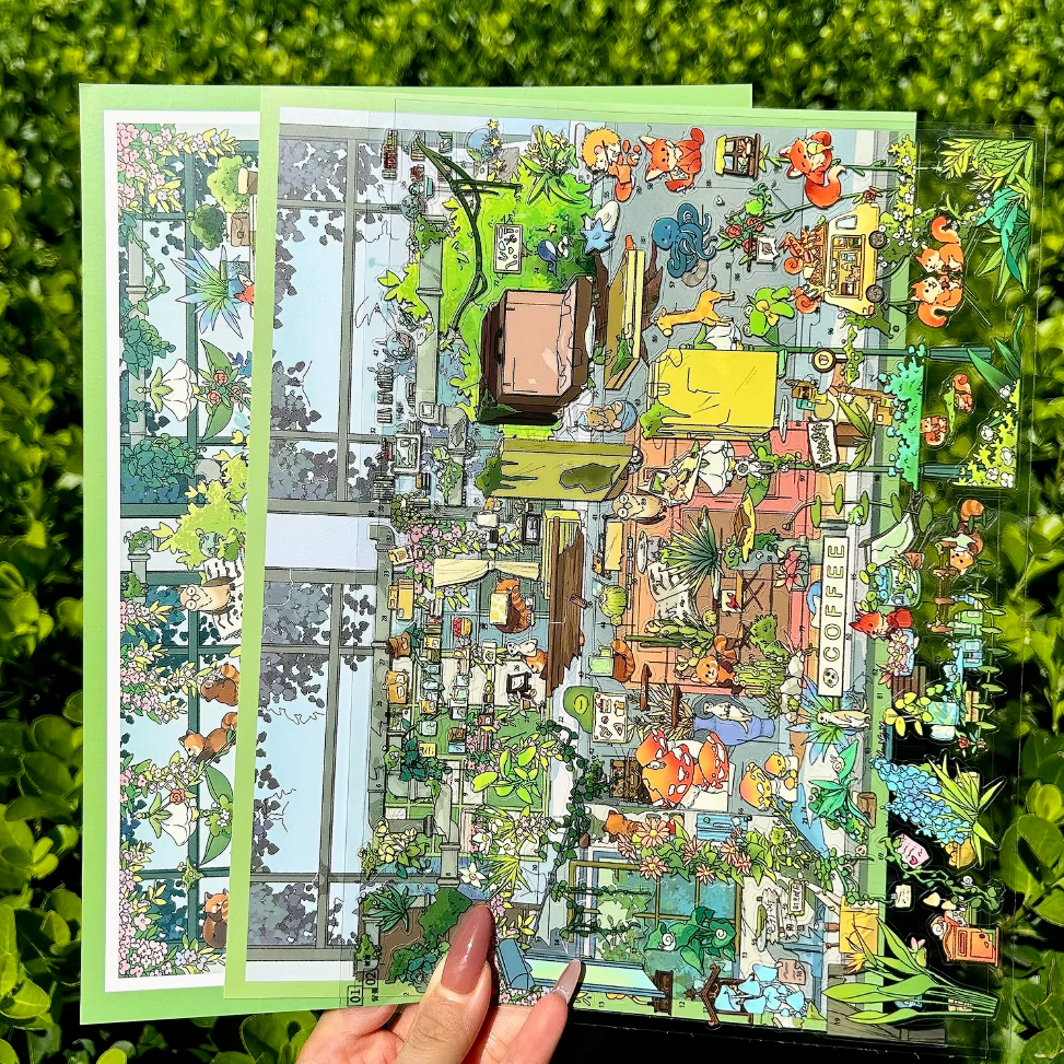 paper tiptoes canopy station cozy forest greenhouse scene stickers for puzzle painting journaling craft kit