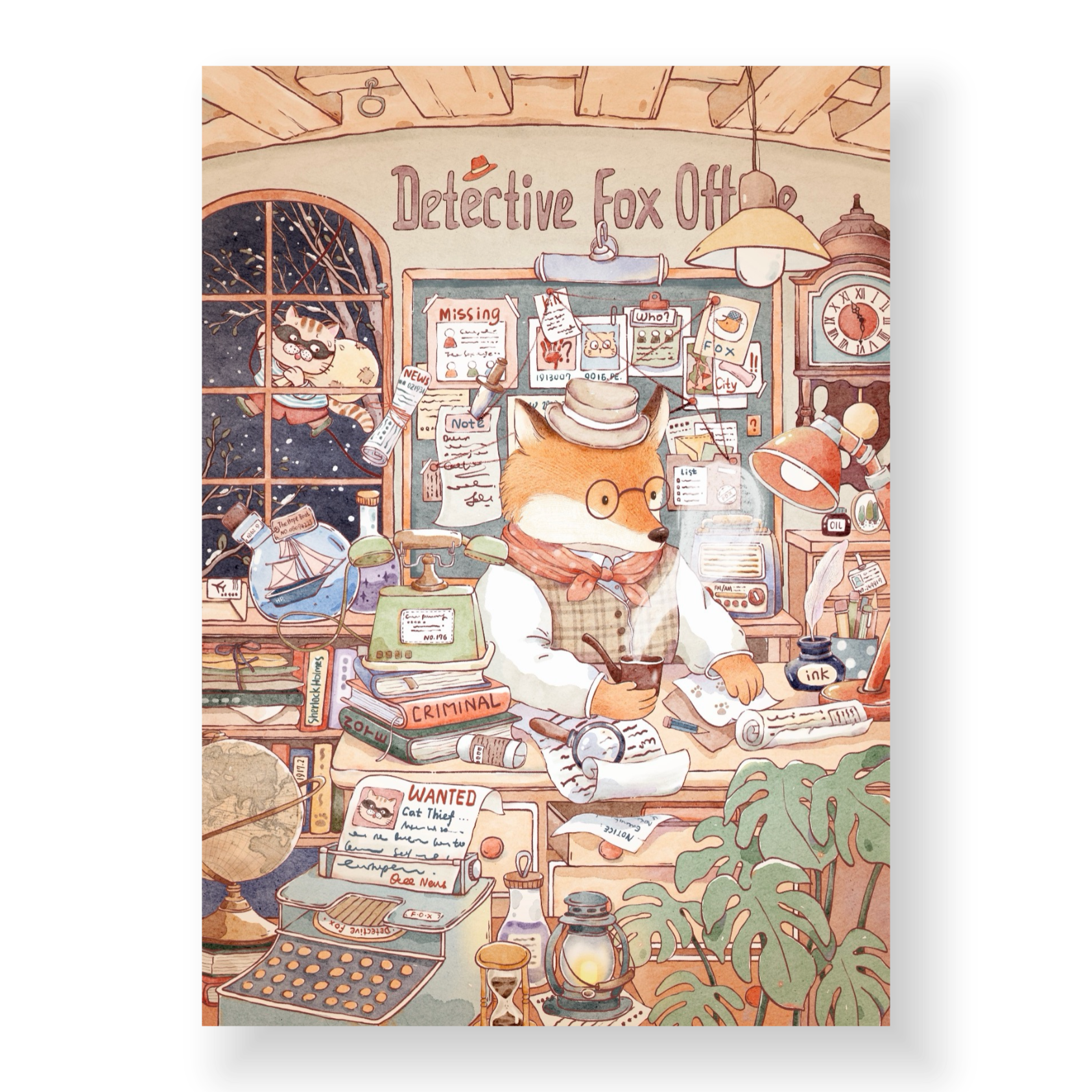 paper tiptoes detective fox office vintage detective story scene sticker craft kit for journaling paint by sticker
