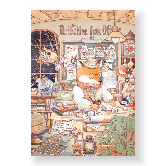 paper tiptoes detective fox office vintage detective story scene sticker craft kit for journaling paint by sticker