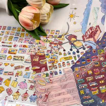 paper tiptoes pastel lullaby cute nursery store scenery collage sticker sheets paper crafts