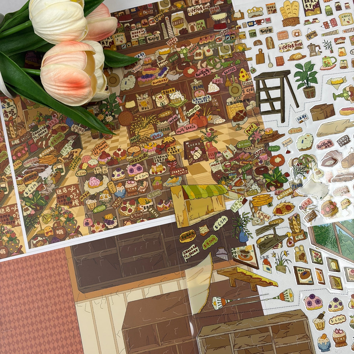 paper tiptoes sweet aroma bakery cozy warm bread house paint by sticker kit scenery collage stickers