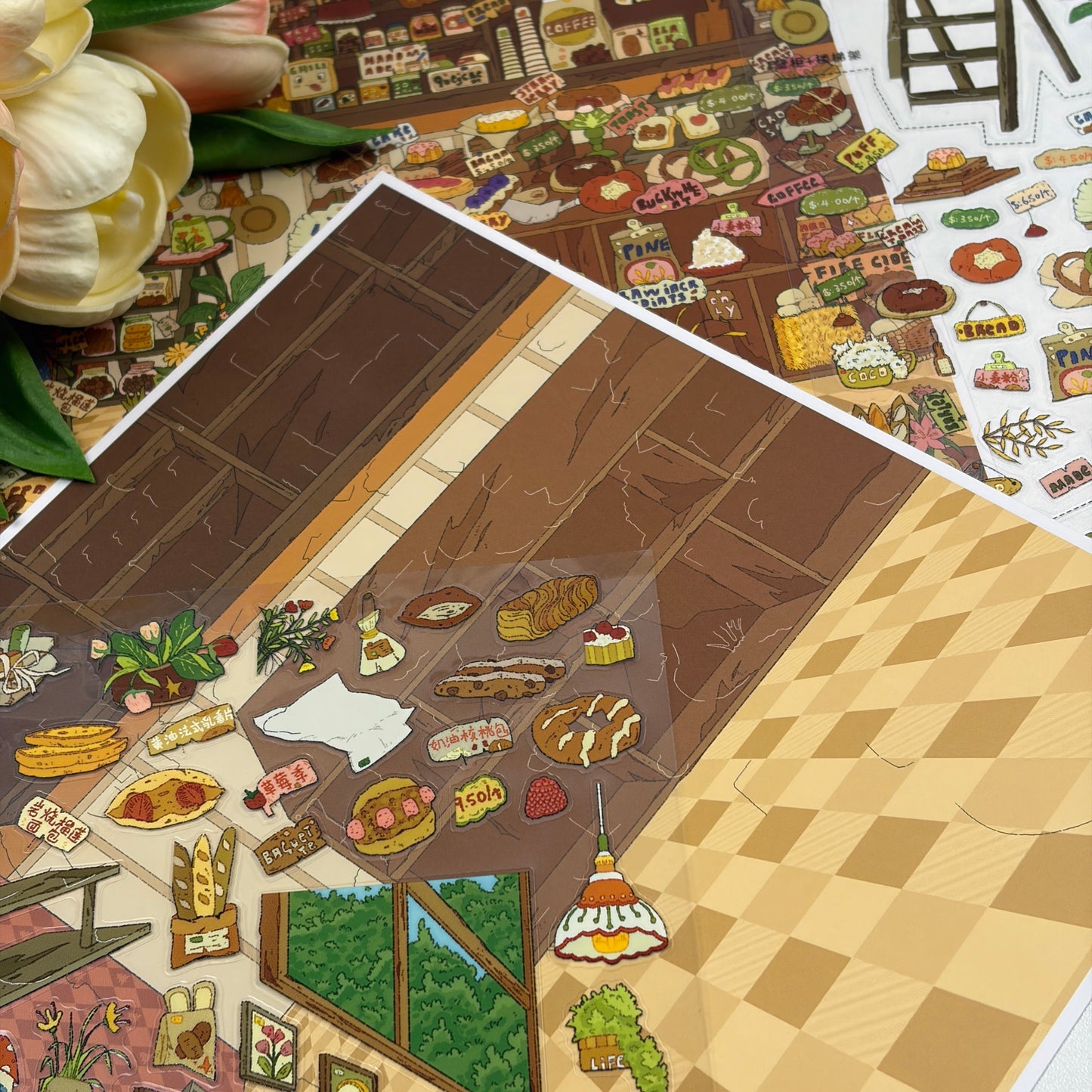 paper tiptoes sweet aroma bakery cozy warm bread house paint by sticker kit scenery collage stickers